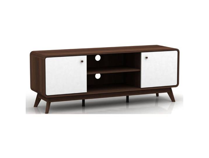 Cassie - Meuble TV Avec 2 Portes En Effet Noyer Blanc