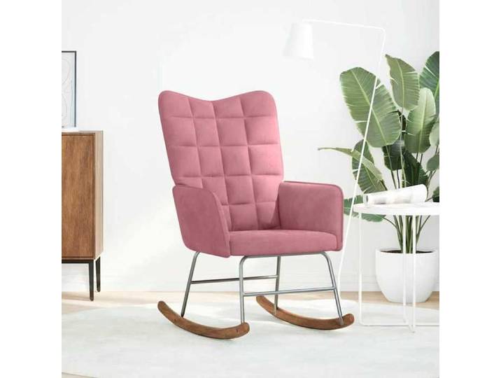 Moderne Chaise à bascule Rose Velours Fauteuil à bascule @EU12641