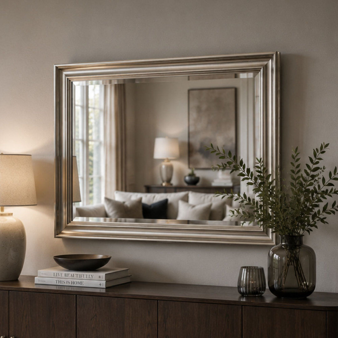 Three Posts Burke Mirror Silver 62cm H x 77cm W