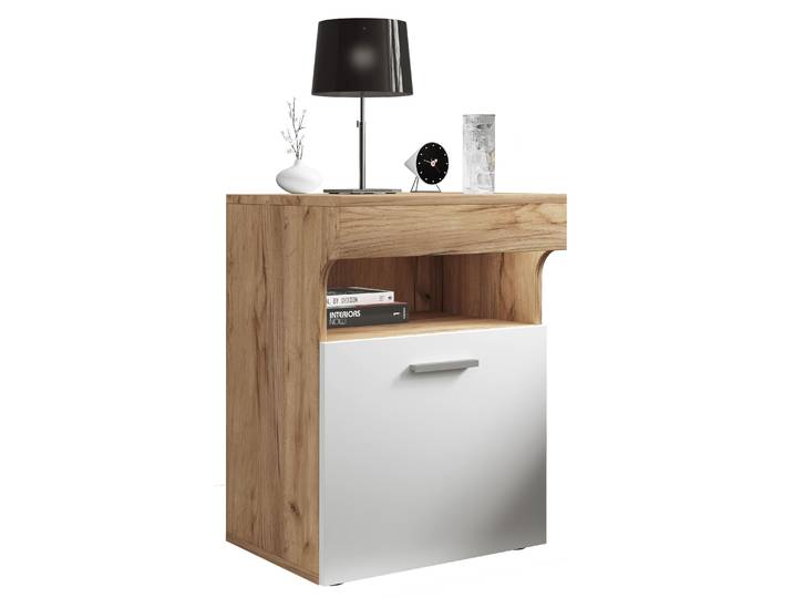 Nachttisch VCM Holz Nachttisch Nachtschrank Schublade Slepal M , weiß (honig, eiche, weiß), B:45cm T:39cm, Tische, Nachttisch