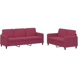 vidaXL 2-tlg. Sofagarnitur Weinrot Samt