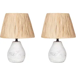 TISCHLAMPE 2-er Set Keramik Cremeweiß Arwadito