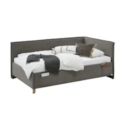 Polsterbett mit trendiger Kederumrahmung Fun , grau , Maße (cm): B: 133 H: 90