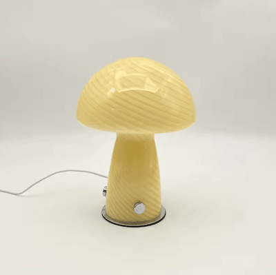 Inspire Picks Cream Striped Mushroom Table Lamp Cozy Bedside Ambient Light For Bedroom And Living Room yellow