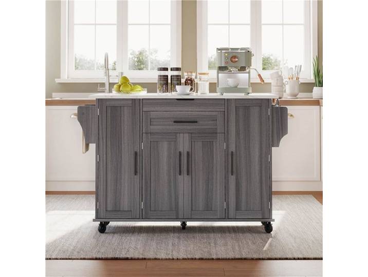 Îlot de cuisine sur roulettes 120x45cm planche coulissante jusqu'à 70cm compartiment à ustensiles dissimulé clayettes ajustables