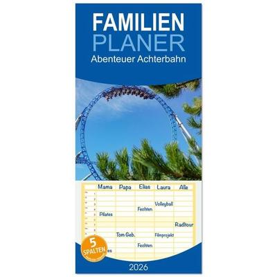 Familienplaner 2026 - Abenteuer Achterbahn mit 5 Spalten (Wandkalender, 21 x 45 cm) CALVENDO