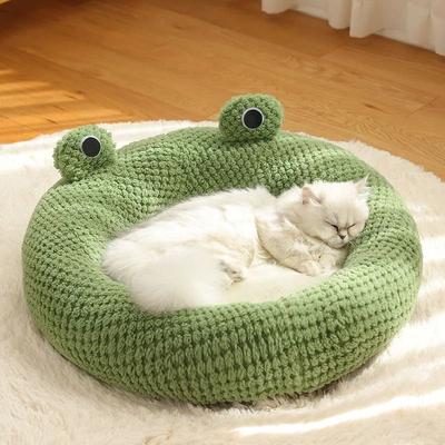 Uplift Essentials Plush Frog Shape Pet Nest Winter Warm Dog & Cat Villa frog Round Nest
