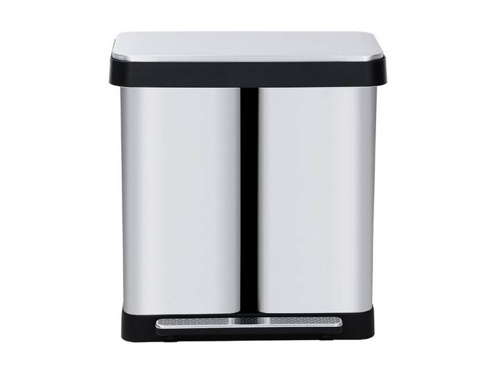 GarveeMore Mülleimer Doppel-Küchen-Mülleimer 2x36L, Edelstahl, Tretpedal, SoftClose-Deckel