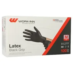 1000 WORK-INN/PS Handschuhe, Latex puderfrei Black Grip schwarz Größe M