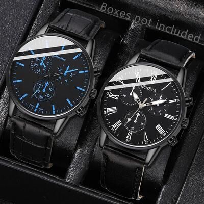 Uplifted Goods Elegant Leather Couple Watch Set b