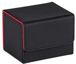 Inspired Finds MagnaGuard PU Leather Trading Card Deck Box Fits 100 Sleeved Cards black Red