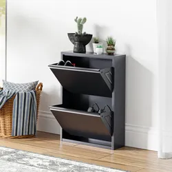 Schuhkipper Sokndal mit 2 Klappen Grau [en.casa]