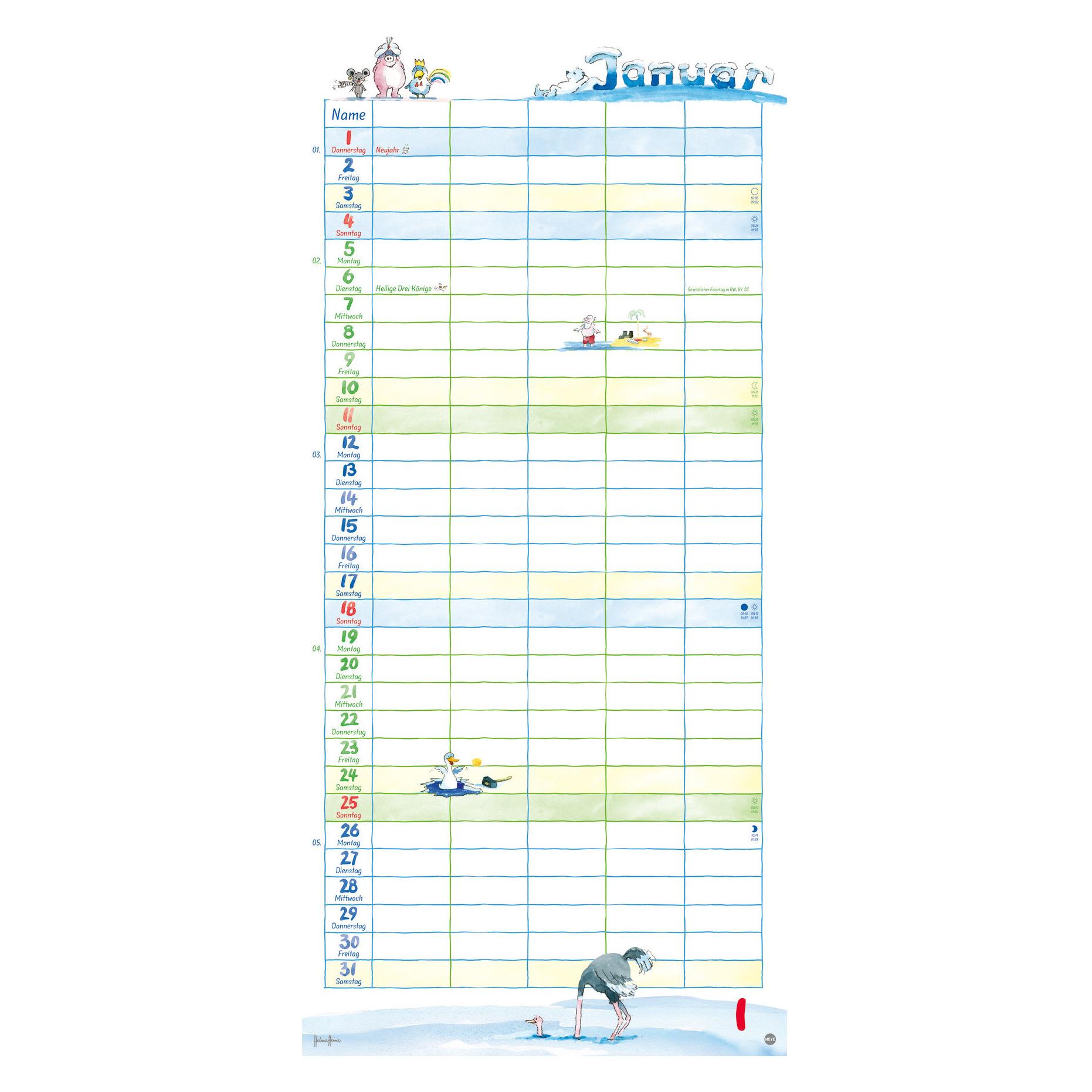 Heye Familienplaner 21x45cm 5spaltig (A3) (1586)