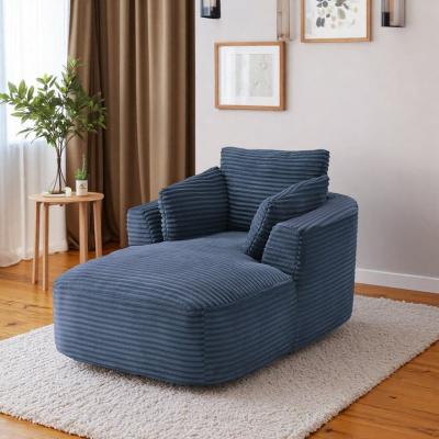 "45.3"" Corduroy Oversized Chaise Lounge Sofa Bed with No Assembly Required"
