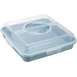 keeeper Kuchenhaube/Partybutler "enrico", nordic-blue herausnehmbare Kuchenplatte, ergonomischer Griff, Kuchentransportbox, Blau, Transparent