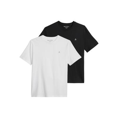 T-Shirt MARC O'POLO "T-Shirt Jersey T-Shirts Shortsleeve Kjer 2er Pack", Herren, Gr. M, bunt (schwarz, weiß), Obermaterial: 100% Baumwolle CO., Shirts T-Shirt