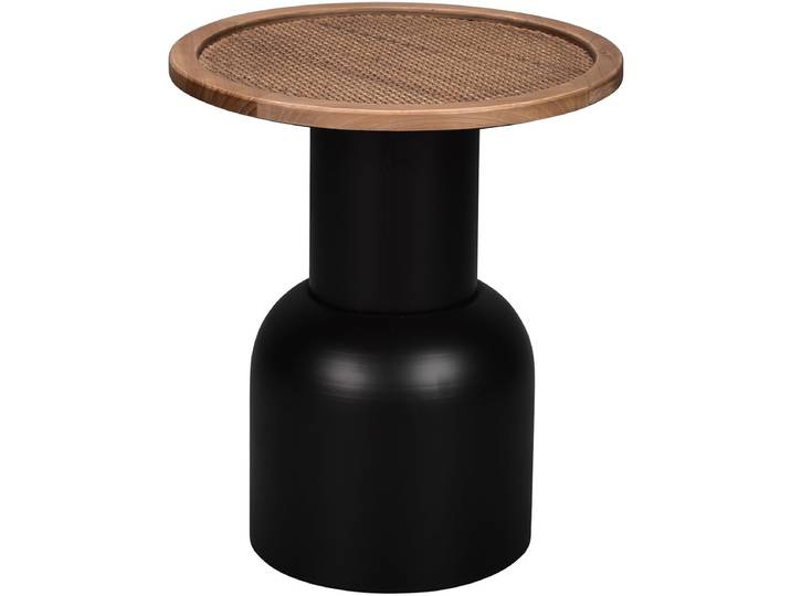 Bijzettafel - Livion Rondo - Houtenblad - Zwart - Metaal