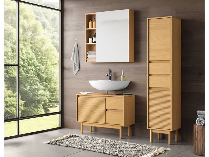 Spiegelschrank 80 x 78 x 16cm Braun/Pinie Natur