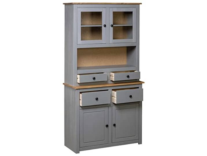 YUTAASU Highboard Grau 93x40,5x180 cm Kiefernholz
