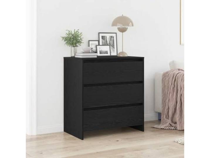 HEFZGDB Minimalistisches Sideboard mit Schubladen, Robustes Sideboard mit Tischplatte, Schlichtes für Zuhause mit Stauraum für Utensilien, Schwarz Eichen-Optik 70x41x75 cm Holzwerkstoff