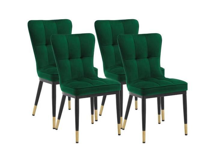 Esszimmerstuhl 4er Set Samt Grün, 59x91x43 cm, Esszimmer, Stühle