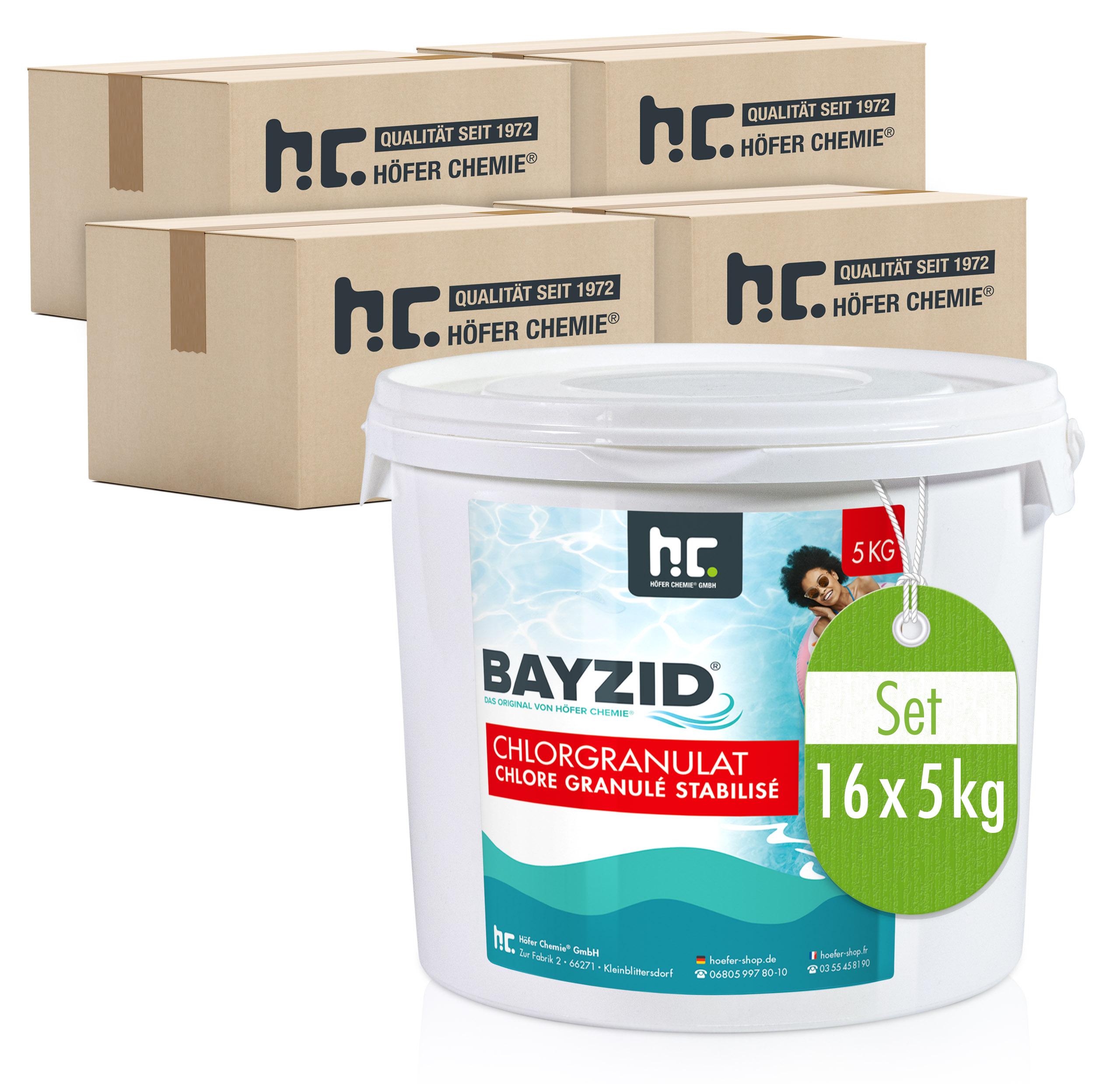 16x5 kg BAYZID Chlorgranulat für Pools mit Aktivchlor zur Poolwasser Desinfektion