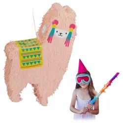 Relaxdays 2 x Lama Pinata Gelb,Rosa,Türkis
