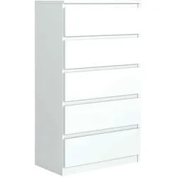KOMMODE NUDO 70/124,5/39cm mit 5 Schubladen Türen Weiß