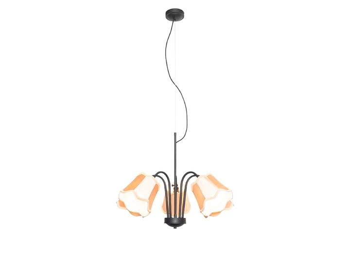 Suspension classique noire avec abat-jour doré 5 lumières - Nona