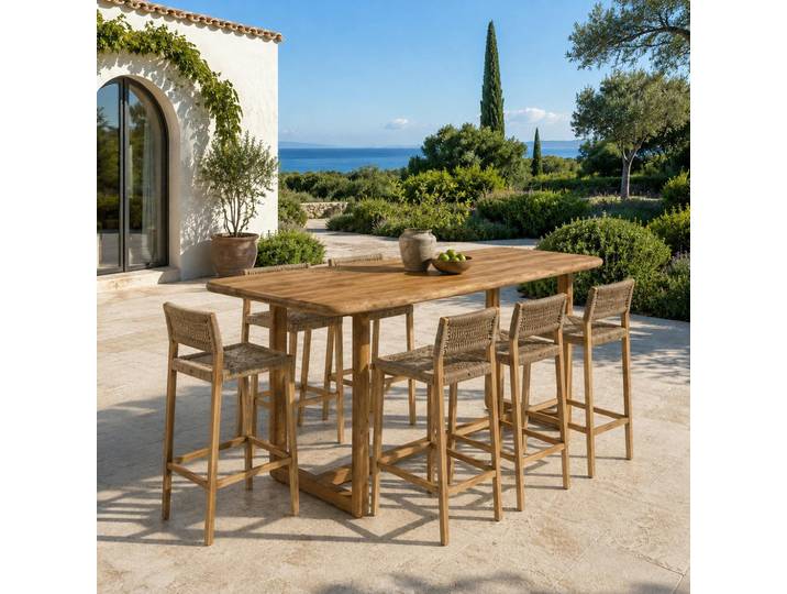 Bar de jardin 160 cm en teck recyclé ORIA