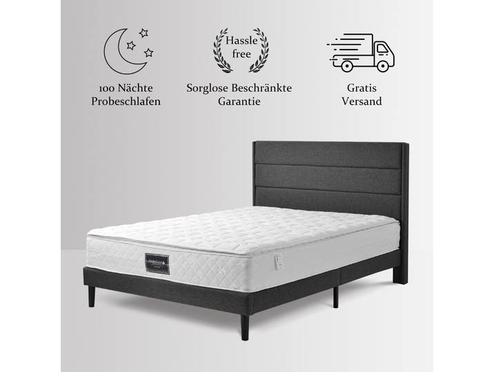 Rosahqnda matelas à ressorts matelas en mousse froide à 7 zones plumes de poche housse en microfibre trempée dureté H3 hauteur 25 cm