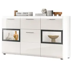 SIDEBOARD weiß Hochglanz 125 x 81 cm, Kommode mit viel Stauraum