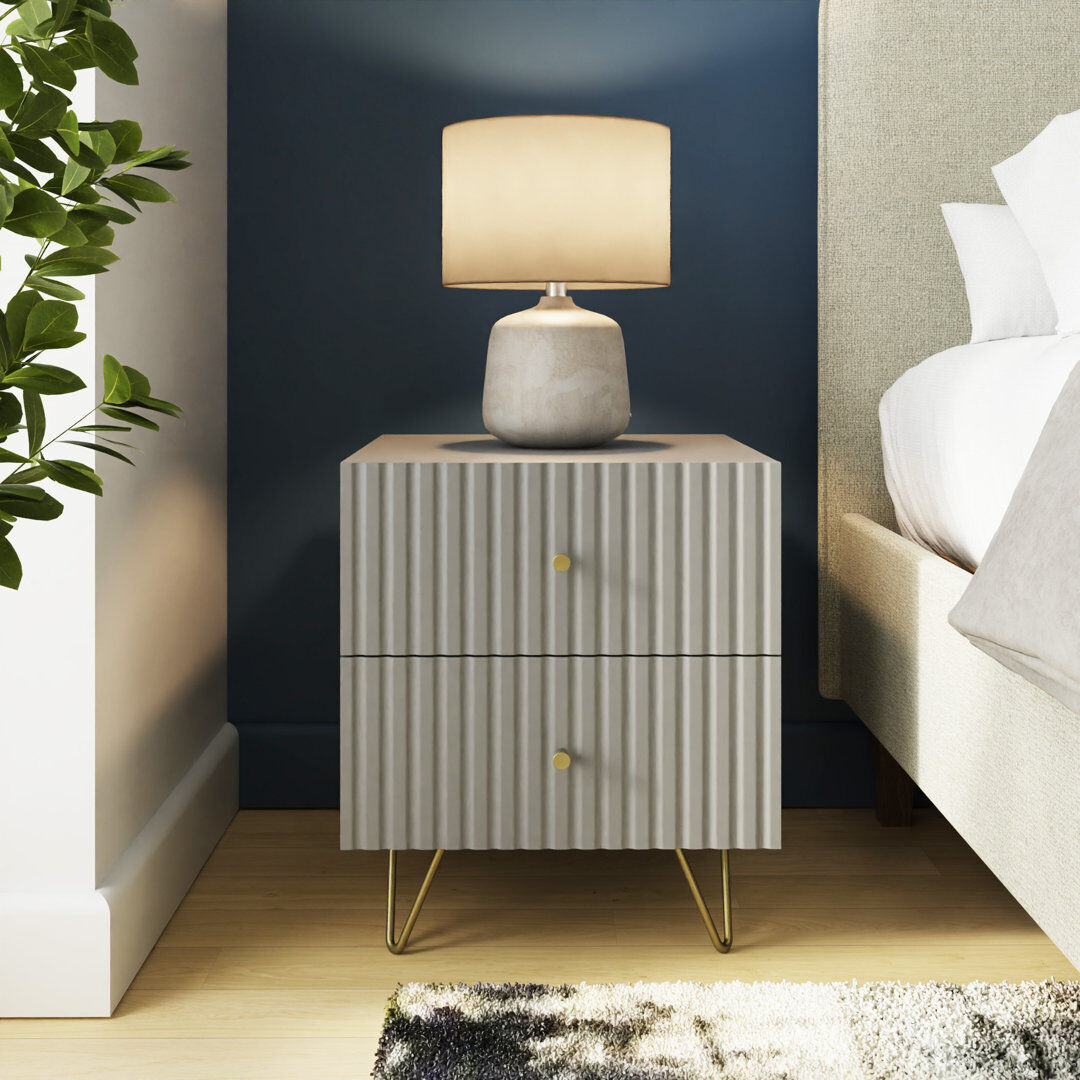 Fairmont Park Alipio 40cm W Manufactured Wood Bedside Table Grey 46.5cm H X 40cm W X 40cm D