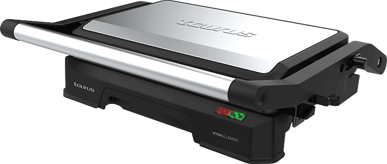 REACONDICIONADO Seminuevo Muy bueno Grill - Taurus Mygrill Legend, Parrilla eléctrica,1000W, Apertura180º, Antiadherente libre PFOA, Placas adaptable
