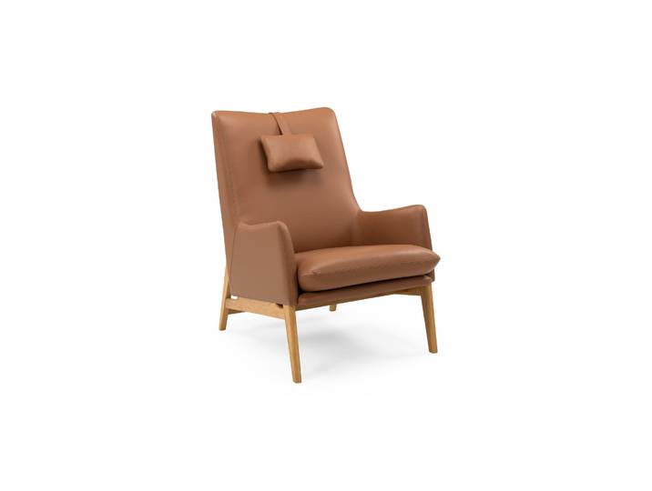 Sova Sessel, Eiche natur Leder Cognac