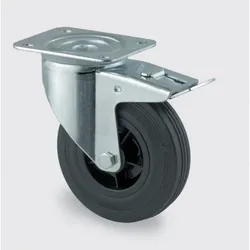 Transportrolle TENTE, drehbar mit Bremse, 160 mm, schwarzer Gummi