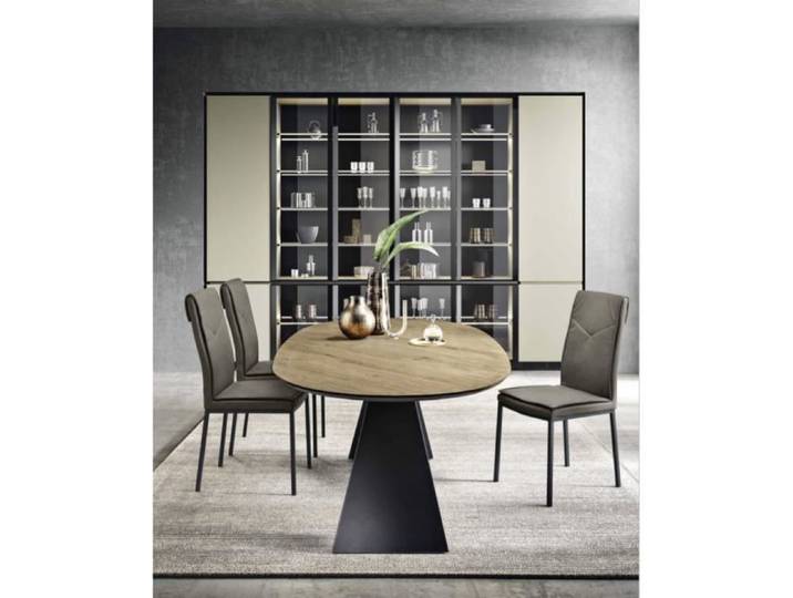 Table fixe TOKYO 210 cm - Métal noir - Plateau chêne brut