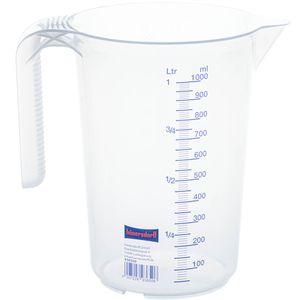 Hünersdorff Messbecher 936500, aus Kunststoff, mit ml / Liter Skala, hitzebeständig, 1 Liter