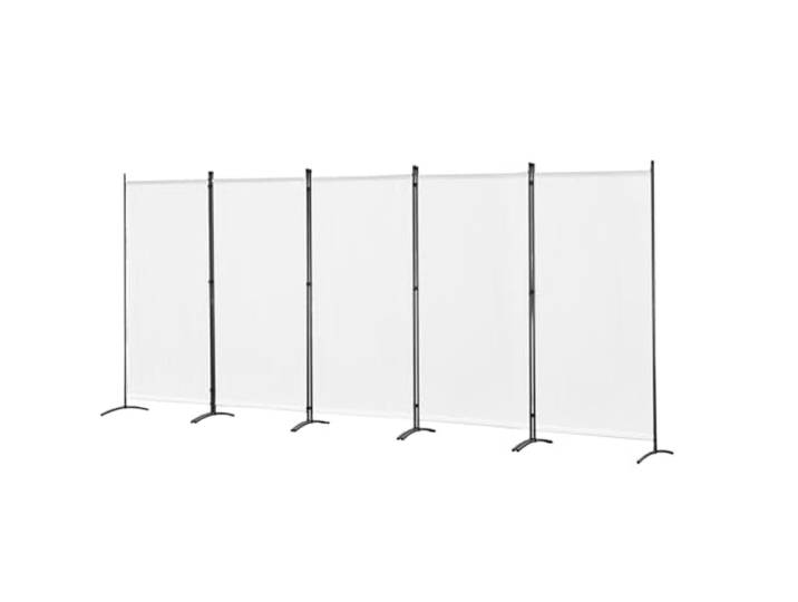 Angel Living Paravent Innen Raumteiler Trennwand Faltbarer Raumteiler Sichtschutzwand Innen für Garten Terrasse Balkon Outdoor (Weiß, 5 Teilig 405 x 180 cm)