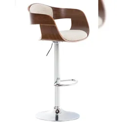Décoshop26 - Barhocker x1 skandinavisches Design cremefarbener Stoff und walnussfarbenes Holzgestell 10_0005046