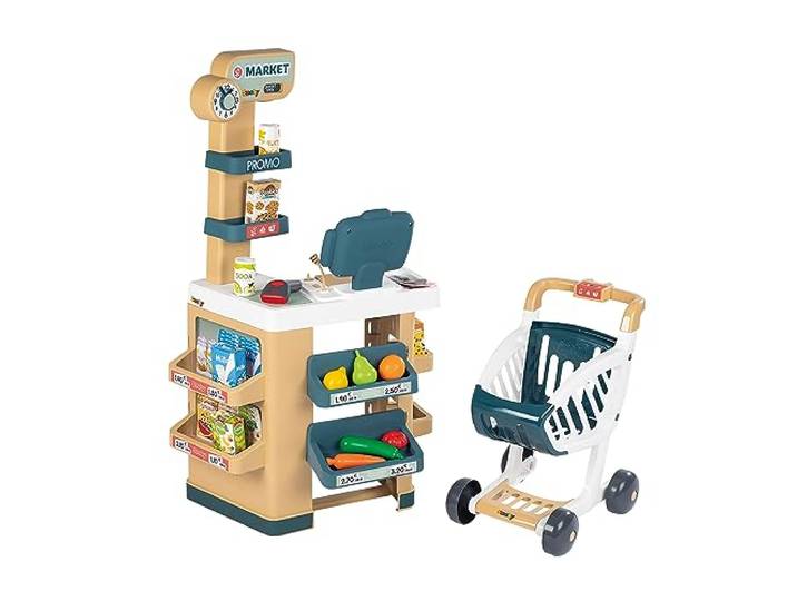 Smoby - Supermarkt mit Einkaufswagen - Spielsupermarkt mit Licht, Sound und Elektronischen Funktionen, für Kinder ab 3 Jahren