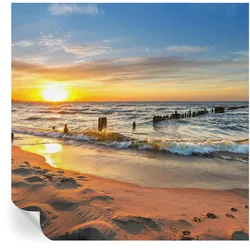 FOTOTAPETE 250x250 cm - Sonnenuntergang am Strand