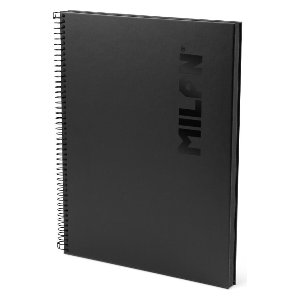 Milan A4-Notizbuch, Spiralbindung, Hardcover, 80 karierte Blätter, "Shadow"-Serie (A4, Kariert, Harter Einband) (70246921)