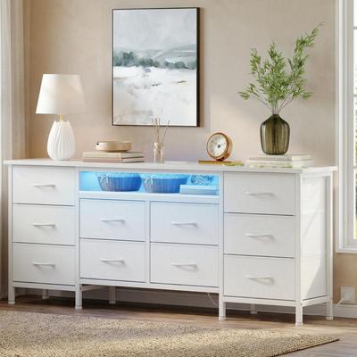 Garvee "63"" 10-Drawer Dresser with LED & Power Outlet"