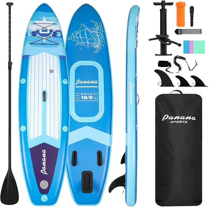 Aufblasbares Stand Up Paddle Board mit Premium SUP Board Zubehör, Surfbrett Surfing Board Kit, Verstellbares Paddel, Hand Ultra-Leicht, Rutschfestes Deck