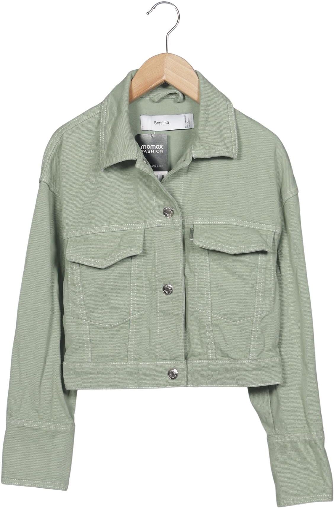 bershka Damen Jacke, Hellgrün, Gr. XS, Baumwolle - Second Hand