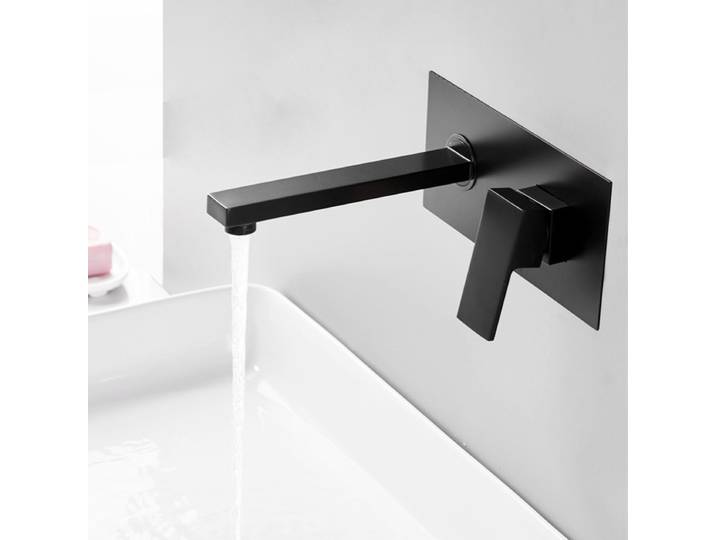 BAKALA luxe miroir mat noir blanc salle de bains robinet lavabo évier robinet mural carré en laiton mélangeur LT-320BR