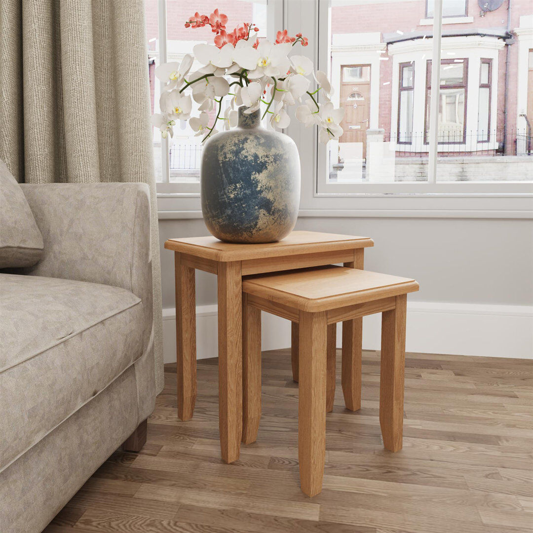 Lark Manor Gabon Fully Assembled Solid + Manufactured Wood Nest of 2 Tables Brown