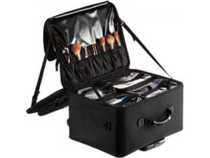 VEVOR Mallette de Maquillage à Roulettes 3 Niveaux Valise de Rangement Transport Pratique avec Poignées, Sangle, Boîte Trousse Maquillage Professionnelle Imperméable Oxford Cadeau de Maquillage, Noir