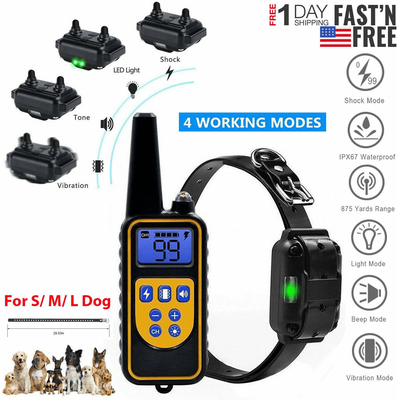 USA Free Shipping Shop 2600FT Waterproof Dog Shock Collar With Remote Electric Training Collar For Large Dogs, Rechargeable IP67 With Shock 2600FT Waterproof Dog Shock Collar With Remote Electric Training Collar For Large Dogs, Rechargeable IP67 With Shoc